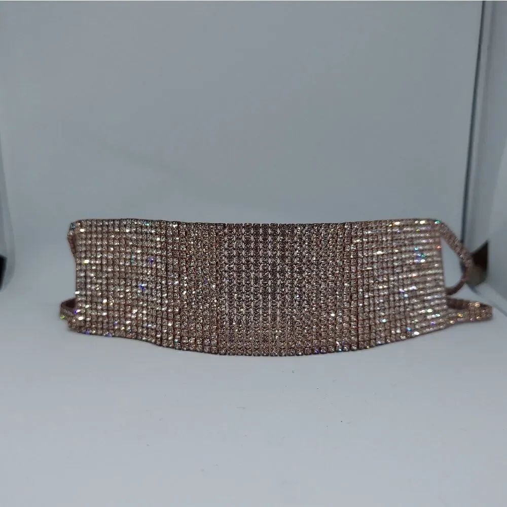 18 Row Rhinestone Choker Necklace